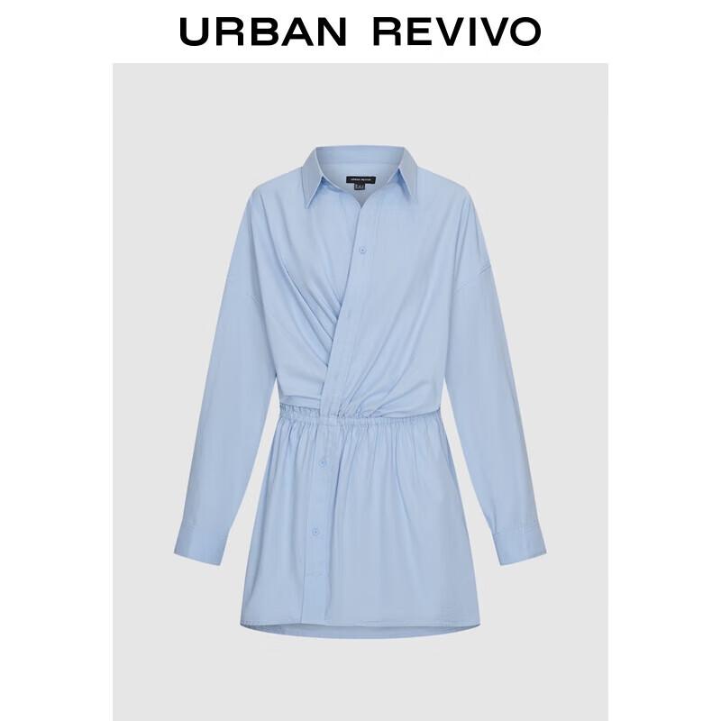 

UR Women s Fall 2025 Irregular Cotton Shirt Collar Pleated Waist Dress S