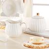 White Ceramics Sugar Bowl And Milk Jug Set European Luxury Coffeeware Coffee Making Accessories Tools Candy Jars Spice Container
