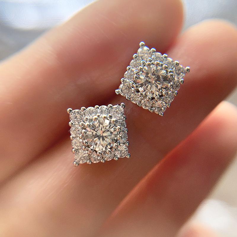 Gorgeous Cubic Zirconia Stud Earrings Low-key Ear Accessories for Women Daily Wear Wedding Party Trendy Versatile Jewelry
