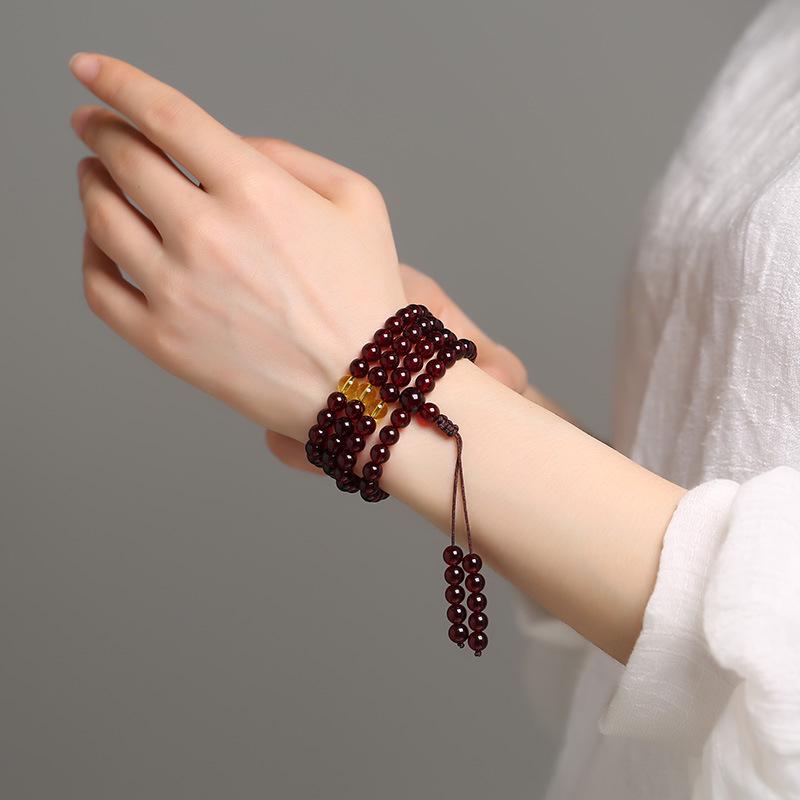 Myanmar Amber 108 Bead Buddhist Prayer Bracelet & Necklace for Men and Women - Honey Wax Multi-Loop Pure Water Hand Jewelry