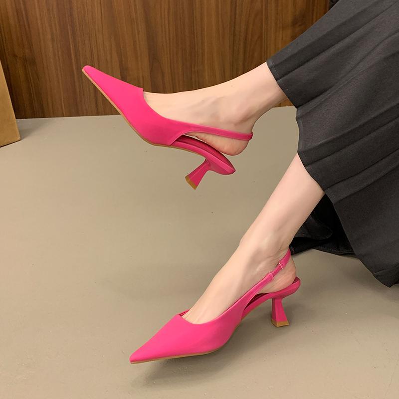 Moda Lato Kobiety Sandały na Wysokim Obcasie Szpiczaste Slingback Zewnętrzne Eleganckie Sandały Kobiety Nowe Party Szpilki Buty na Wysokim Obcasie dla Kobiet