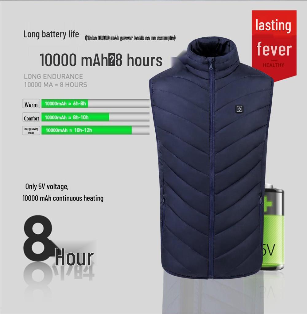 Men's Four-Zone Graphene Heated Vest with Stand-up Collar and USB Smart Temperature Control