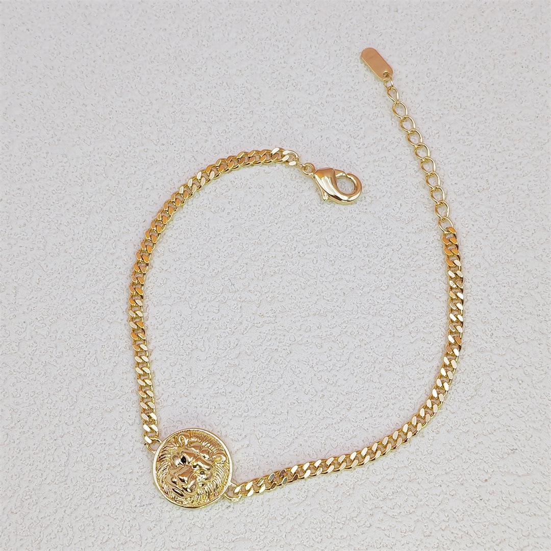 

Европейско-американский панк-стиль браслет кубинской цепи с головой льва