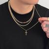 SHIXIN 3 Stück/Set Hip Hop Metall Jesus Kreuz Anhänger Dünne Schlangenkette Halskette Herren Punk Goldfarbe Cuban Link Kette Choker Schmuck