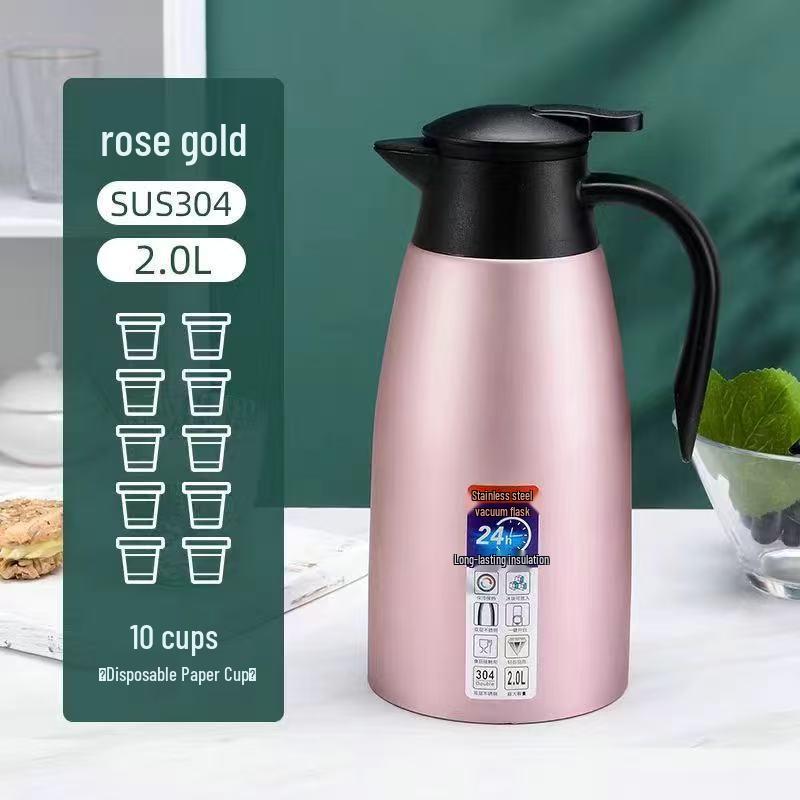 304 Stainless Steel Vacuum Insulated European Teapot Thermos Flask - Large Capacity Hot Water Kettle for Home or Hotel Use
