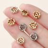 5/10Pcs/Pack 14/18K Gold Color Plated Round Heart Spacer Beads with Zircon for DIY Bracelet Jewelry Making Accessories