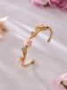 18K Gold-Plated Stainless Steel Zirconia Flower C-Shaped Open Bangle