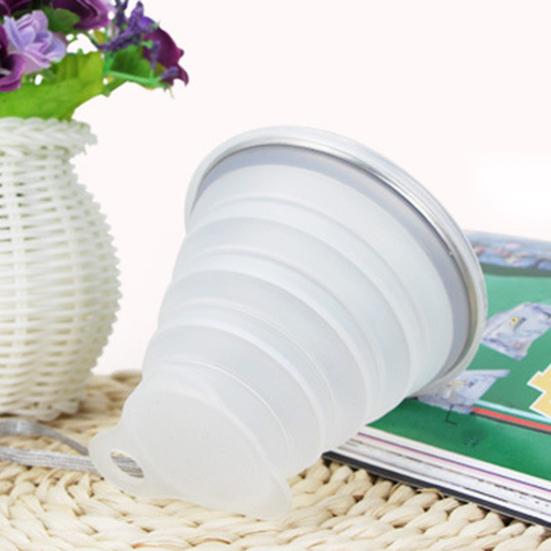 Yousheng Silicone Foldable Water Cup with Lanyard Wide-Mouth Design Leak-Proof Portable Water Bottle with Transparent Cap