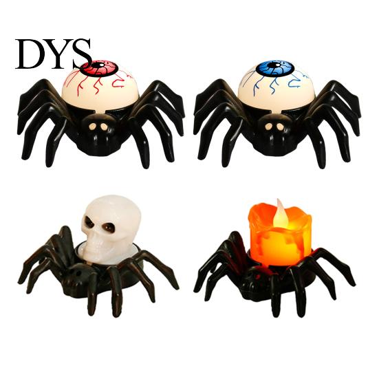 Indoor Festival Atmosphere Lamps Halloween Spider Tea Light Candle, Battery Operated Flameless Flickering LED Fake Candles Spooky Eyeball Skull