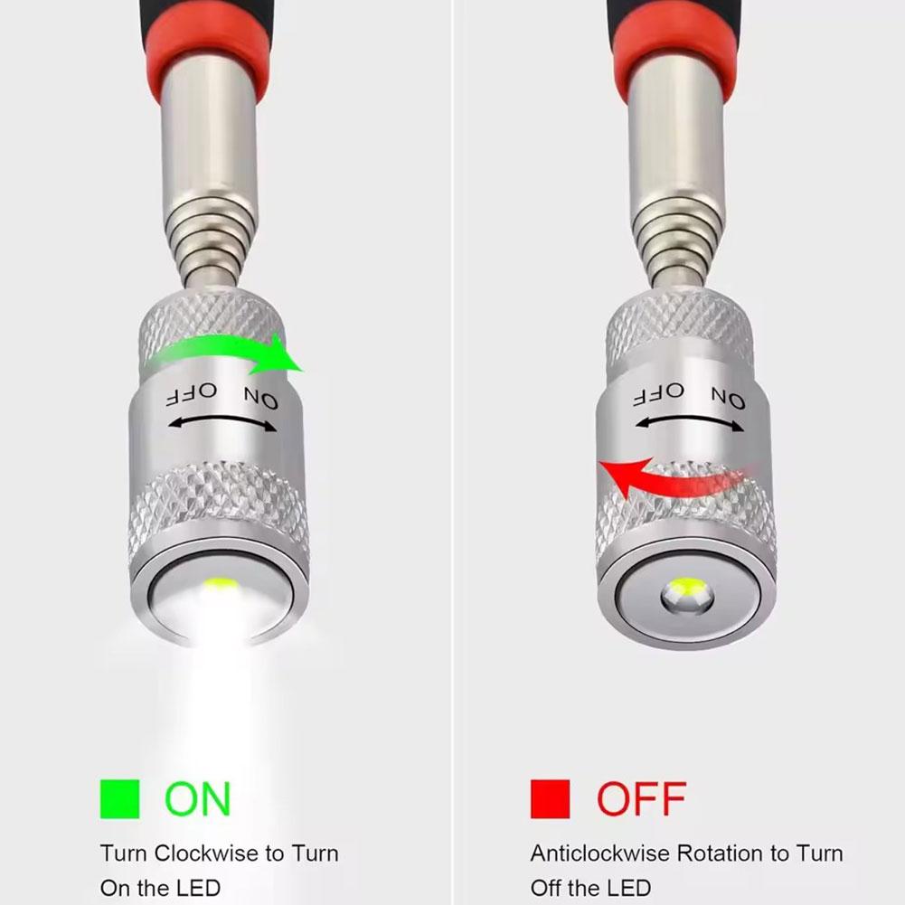 Portable Telescopic Magnetic Pickup Pen With Led Light Extendable Rod For Nut Bolt Screw Retrieval Car Repair Assistant Tool