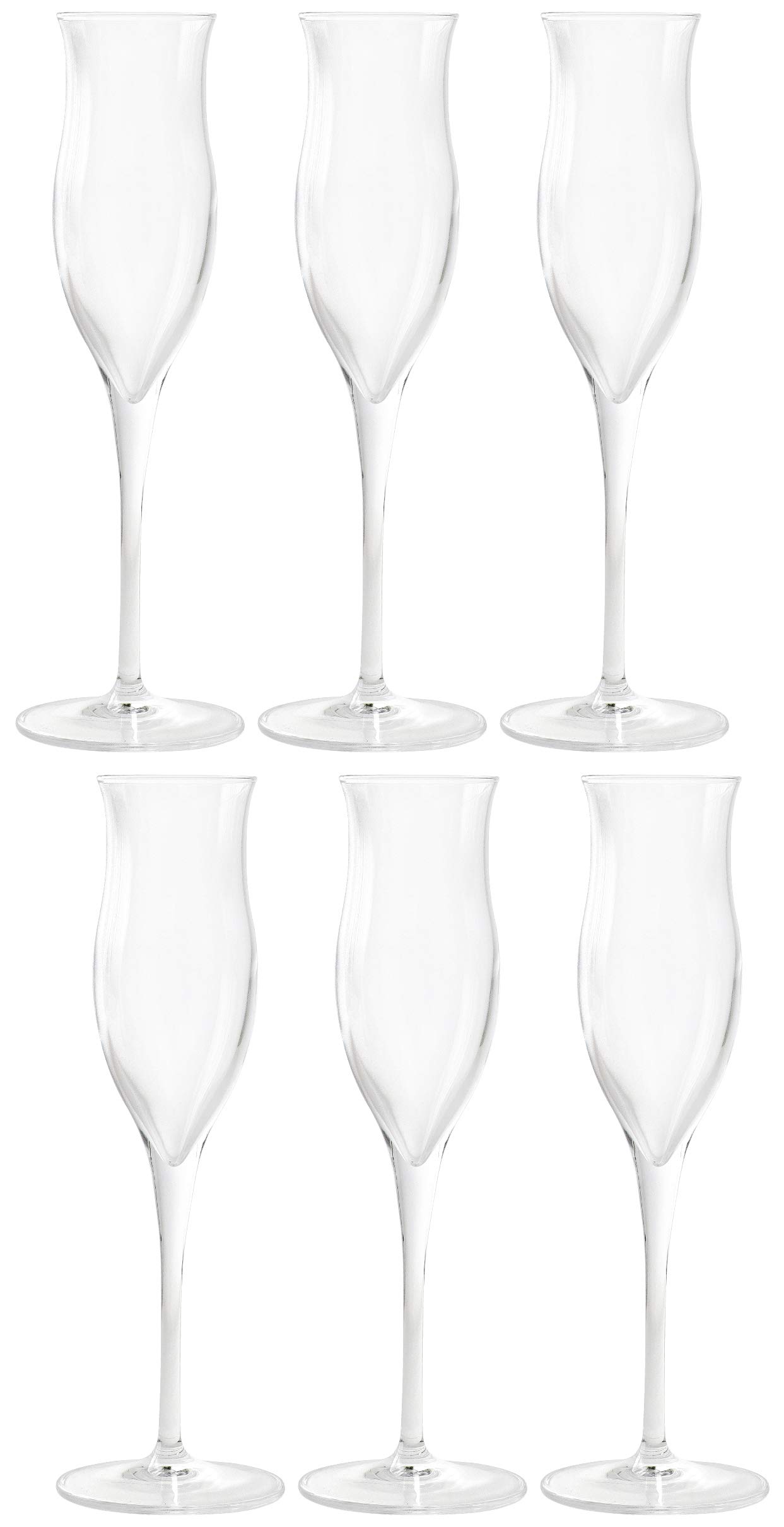 

ADERIA Brandy Glasses, Clear, 105ml, Luigi Bormioli Grappa 105 C359, Set of 6, Crystal Glass, J-6468