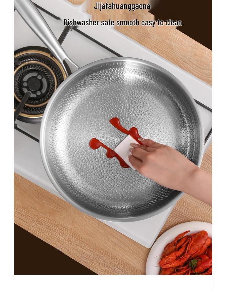 Premium Titanium Non-stick Hammered Frying Pan with Steel Layer, Ideal for Steaks, Flat-Bottomed Design