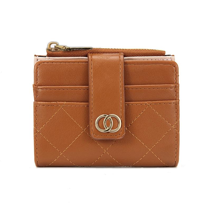Women's Wallet Short Solid Color Wallet Card Bag Integrated Multi functional Zipper Zero Wallet