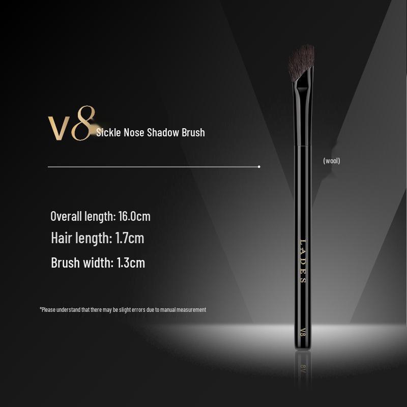 LADES V Series Makeup Brush Set - Contour, Nose Shadow, Laydown, Eyeshadow Blending Brushes (Animal Hair)