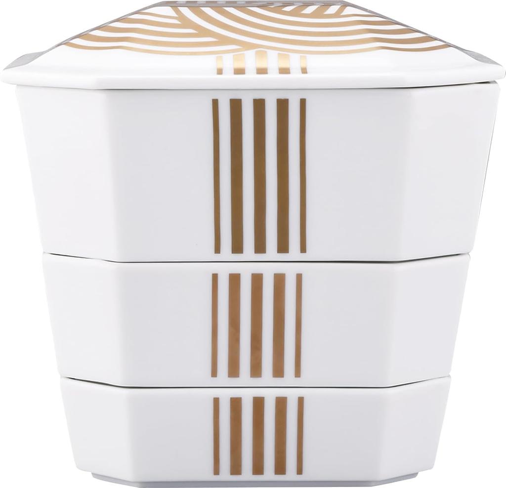 Yamaka Shoten POTTERY x Nested and stacked for small storage bento bento box for New top tier bento box x 17 x for bento storage sleeve gold gold "ODA