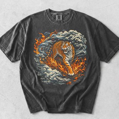 Vintage 90s Japanese Tiger Shirt,Fire Water Tiger Graphic Tee,Japanese Aesthetic Top,Japan Style Tee,Wildlife Graphic Tee,Animal Lover Gift