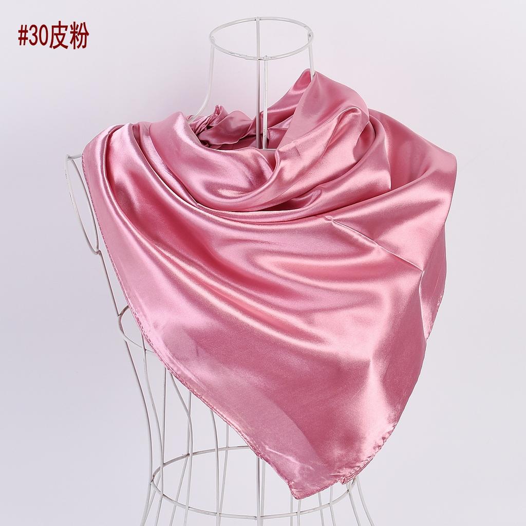 Solid Color Silk Scarf Square 90*90 Headscarf Foulard Satin Bandana Cheveux Neckerchief Hijab Accessoires For Woman Hair Scarf
