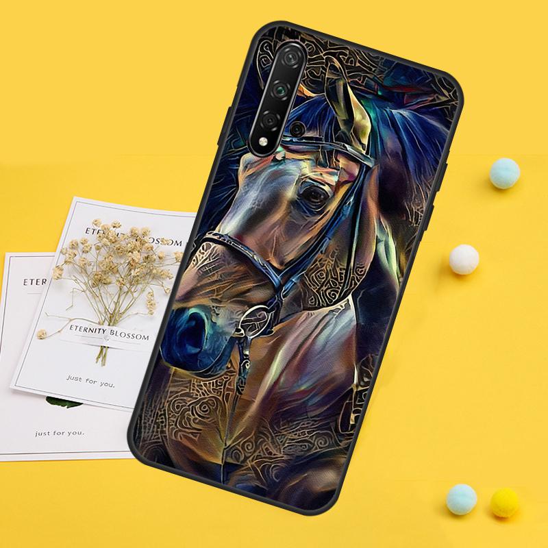 Horse Painted Art For Huawei Nova 12s 12i 11i 5T Y90 Y70 Y60 Y61 Y91 Y72 9 10 SE P20 P30 P40 Lite P60 Pro Case