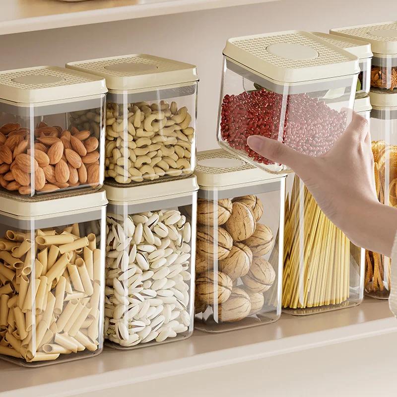 UFORU Kitchen Press-type Vacuum Sealed Jar Food-grade Moisture-proof Grain Storage Box Plastic Storage Jar for Snacks Tea