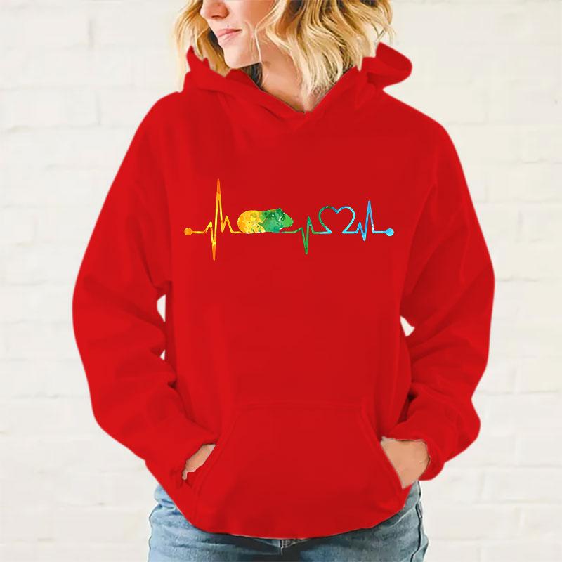 Nové mikiny s potiskem vzoru srdečního tepu morčete pro ženy módní ležérní sportovní dámské pulovry topy