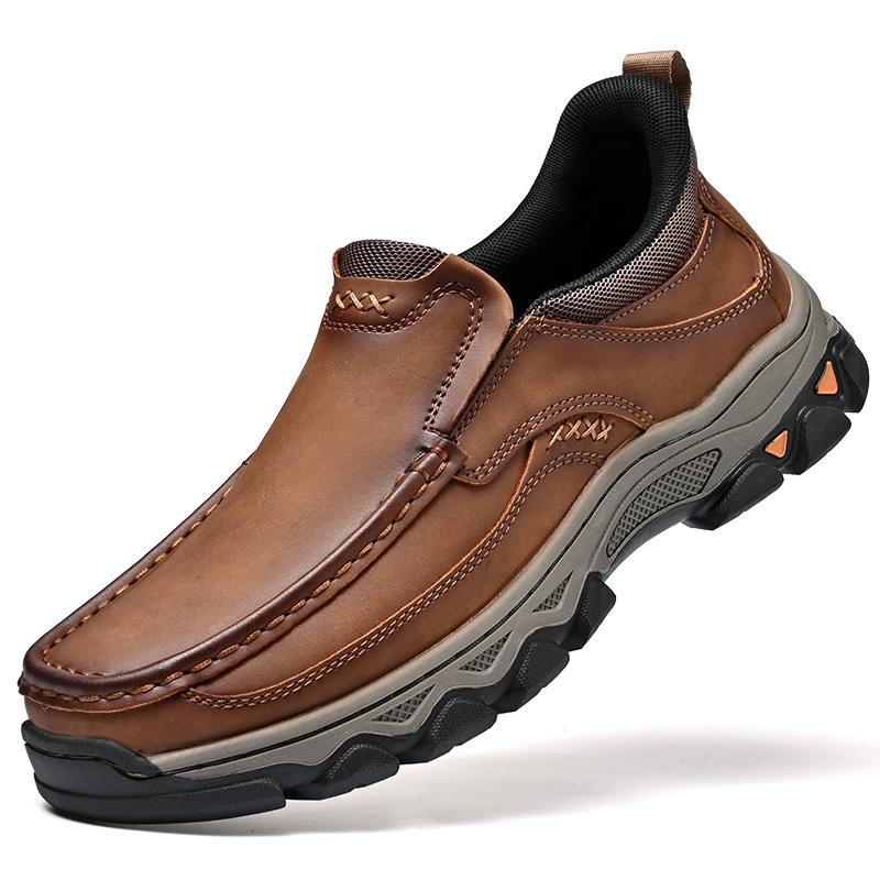 New Trend Men Genuine Leather Loafers Spring Autumn Hiking Shoes Stylish Outdoor Casual Shoes Cowhide Man Slip On Shoe Moccasins