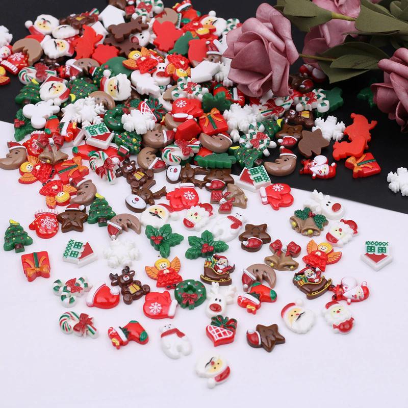 WTEMPO Mixed Color Resin Christmas Ornament Kit Snowman Reindeer, Santa Claus Christmas Tree for DIY Crafts Christmas Holiday Festive Decorations