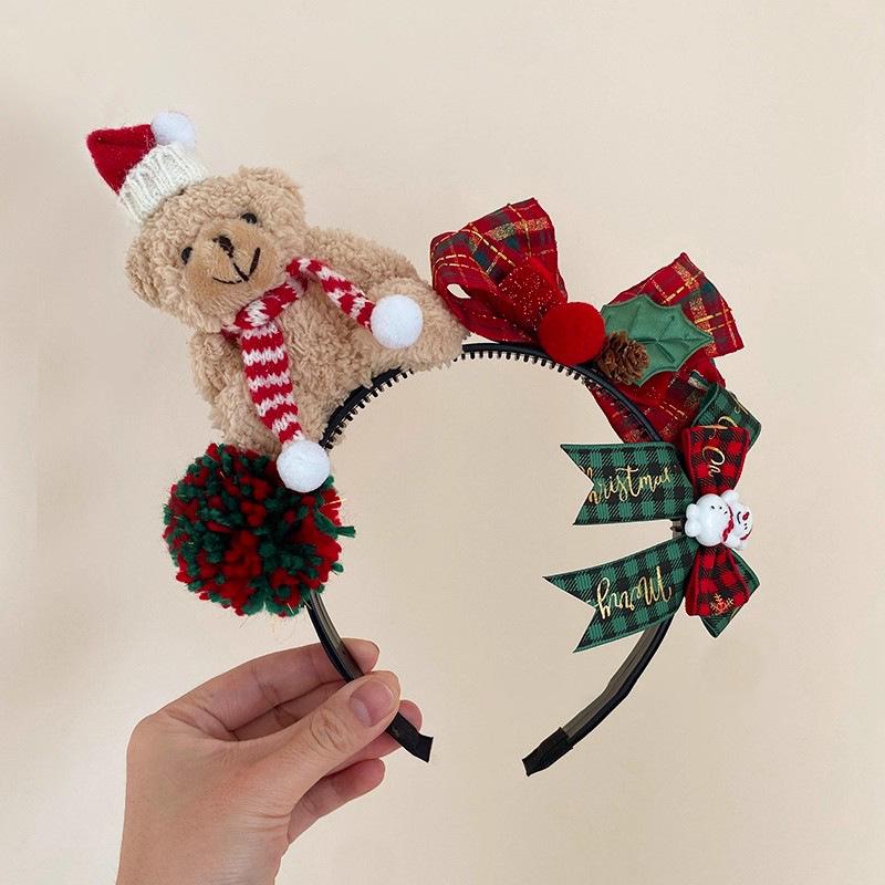 Christmas Red Bear Headband for Girls - Comfortable Party Accessory and Princess Decoration