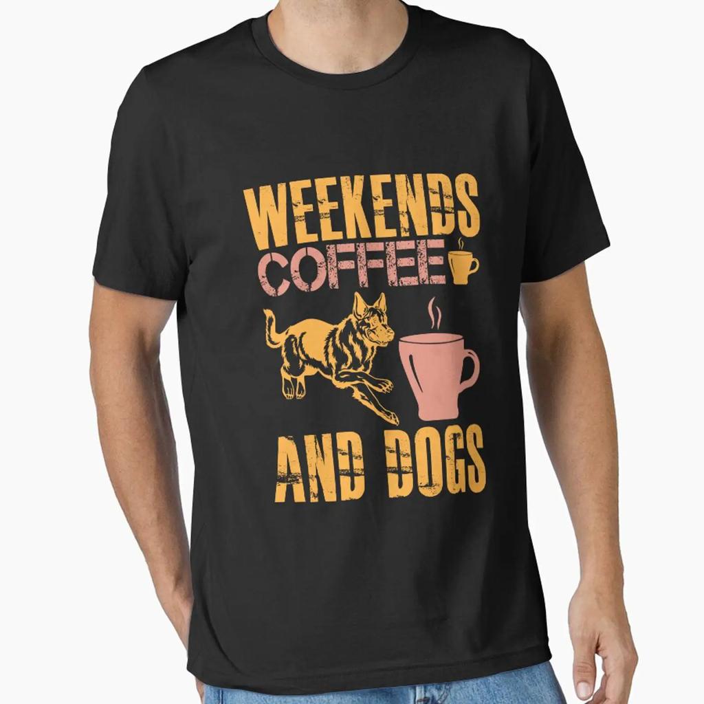 Weekends Coffee And Dogs Essential T Shirt Vintage Breathable Versatile Top For Everyday Wear Slightly Streetwear Casual