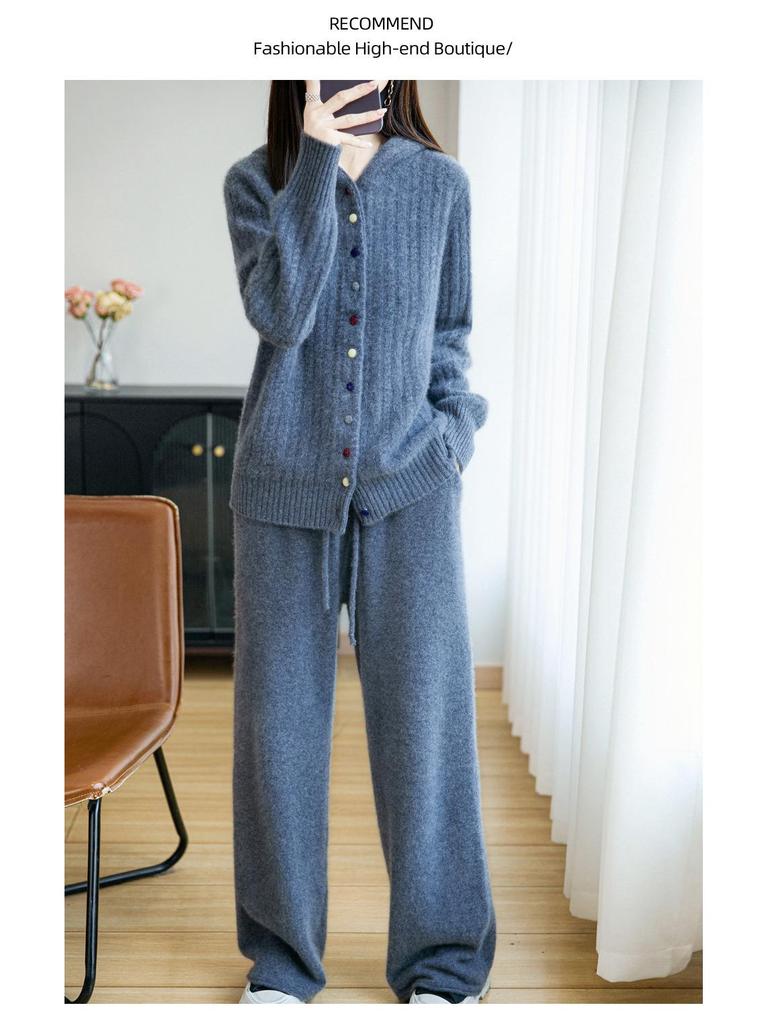 Damen Dicke Wolle Kapuzenstrickjacke - Herbst/Winter Locker gestrickter Pullovermantel