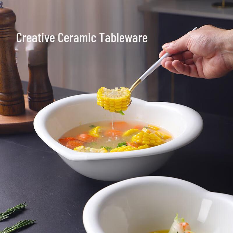 Jingdian Guangnian 7-inch Ceramic Heart Salad Bowl