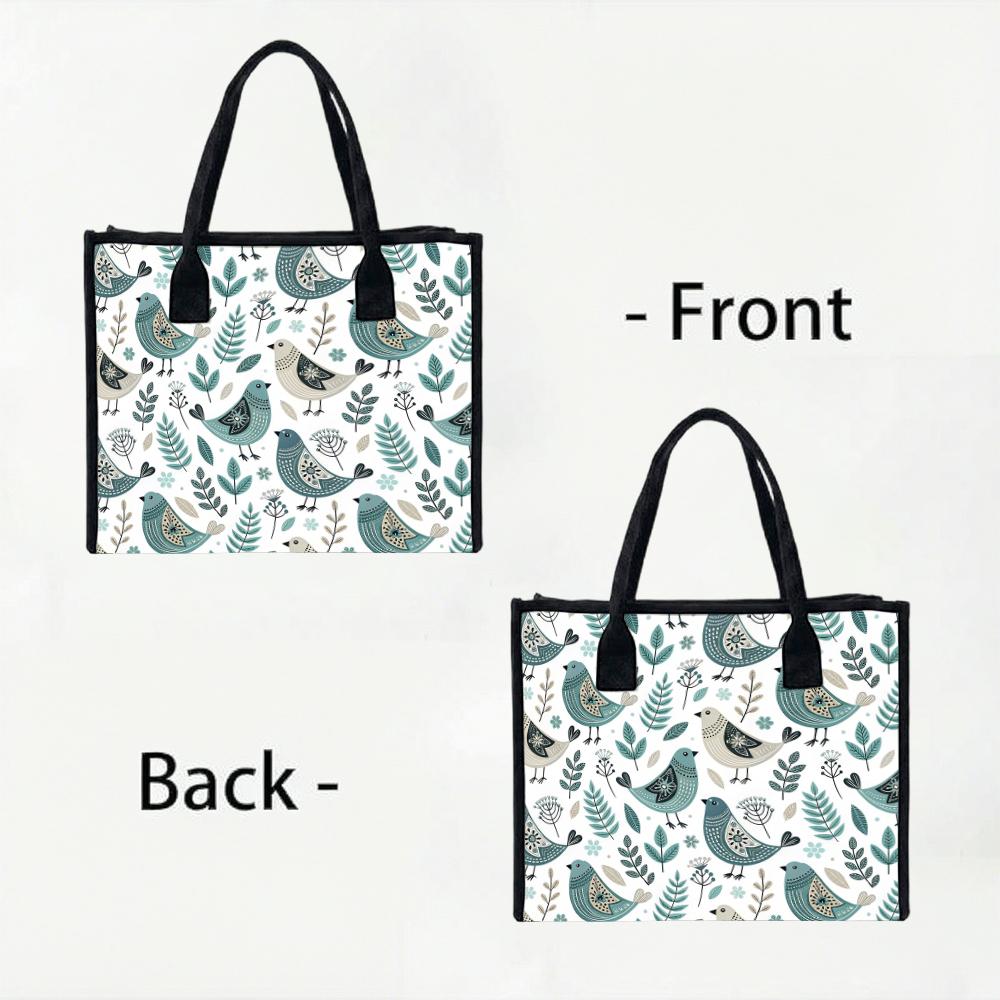 Cute Bird Print Canvas Tote Bag for Shopping Casual Daily Use