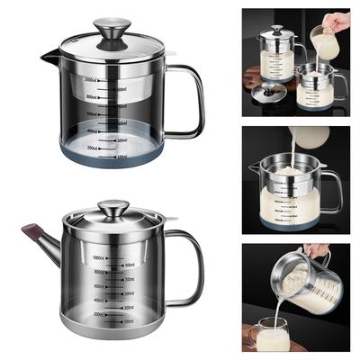 Multifunctional 1L Strainer Pot Fine Mesh Strainer for Soybean Milk Juice and Tea with Easy Clean Design