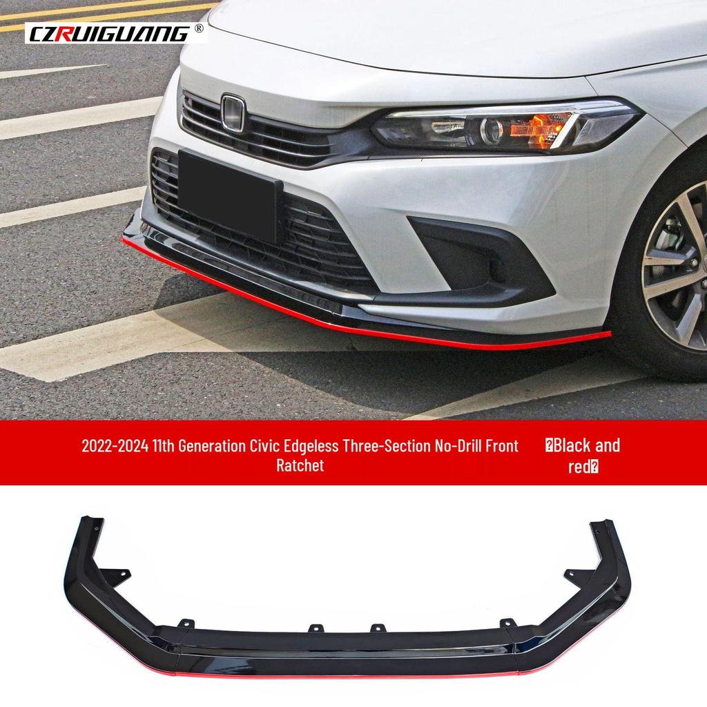 Honda Civic 2022 11th Gen: Upgraded Front Splitter, Rear Wing, Frameless Front Lip, Body Kit, & Rear Lip.