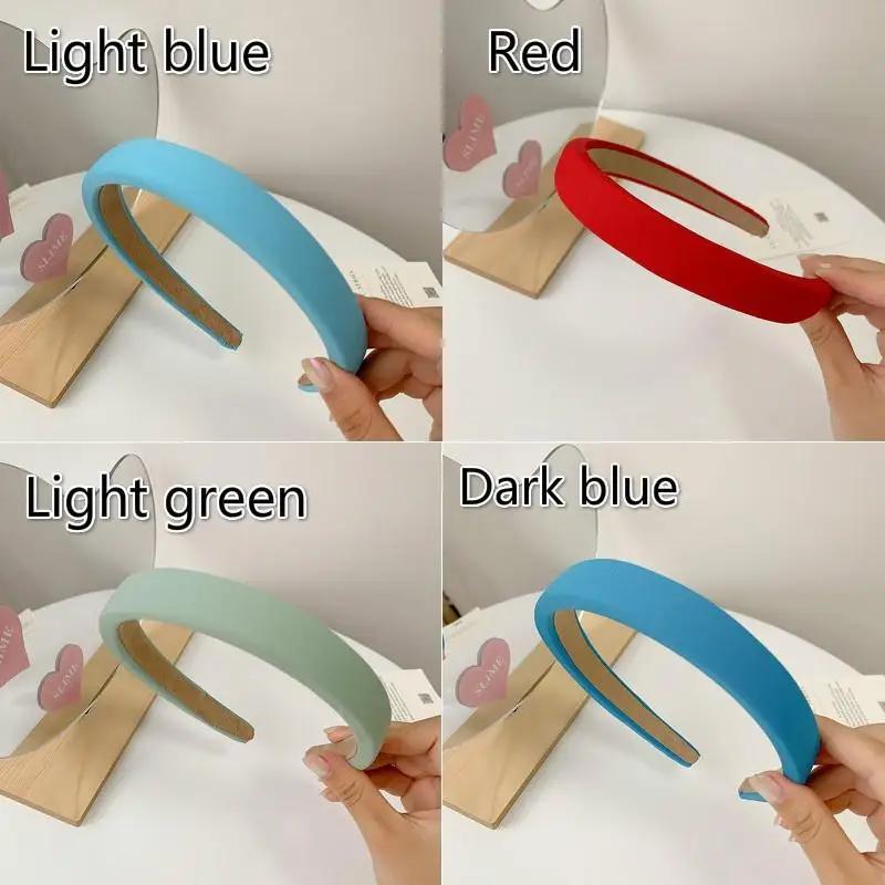 Candy Color Simple Solid Sponge Headband Women Headband Girls Vintage Knit Hair Bands Soft Hairband Elastic Hair Bands