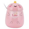 450ml Cute Ceramic Cup with Lid Spoon Water Cup Coffee Mug Girl Gift for Home Office