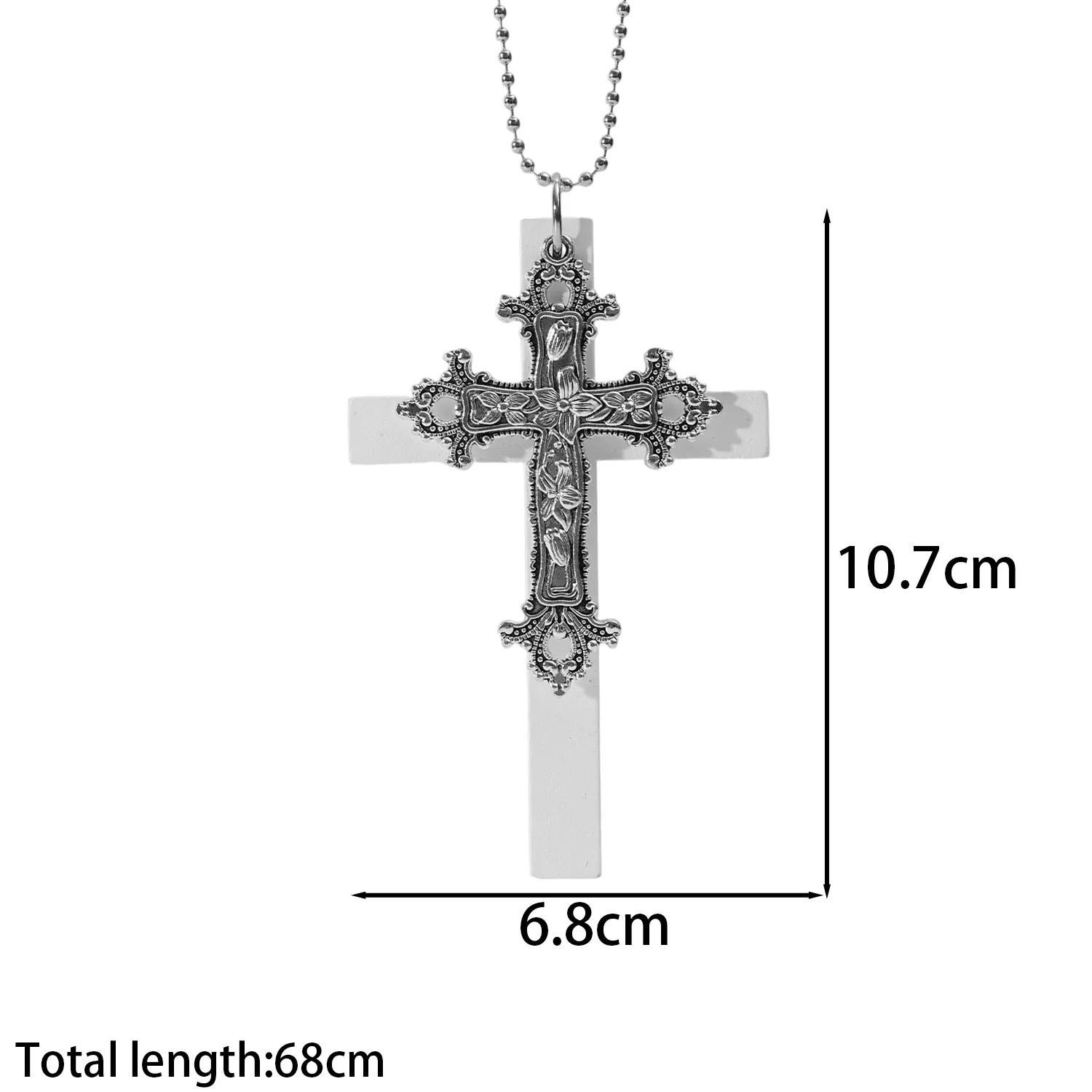 

Fashion Black Cross Necklace Pendant Girls Gothic Punk Harajuku Y2K for Women Men Couple Decorative Retro Street Style Jewelry білий