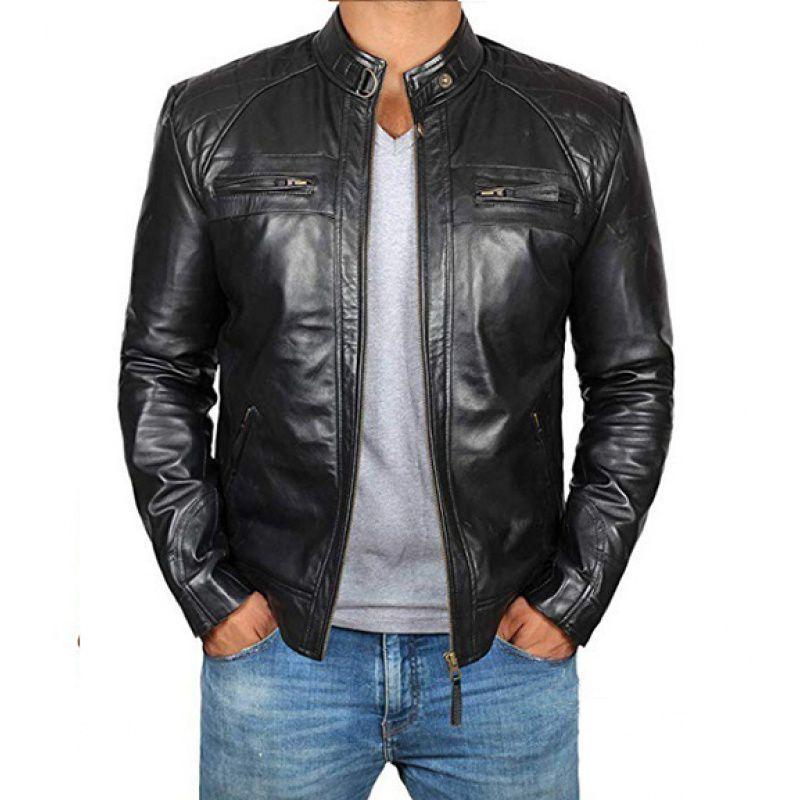 

2026 Men s Stand Collar Punk Motorcycle Leather Jacket - European and American Style for Spring and Autumn M чёрный