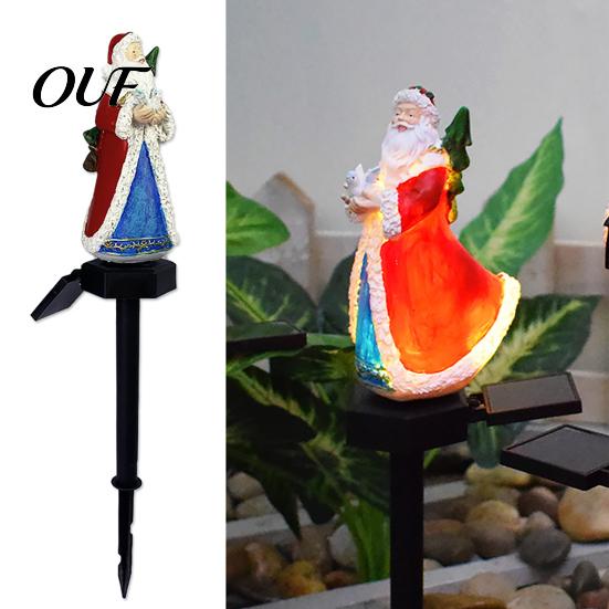 Weather Resistant Garden Night Lights Christmas Solar Stake Lights, Santa Claus Figurine Lamp, Waterproof Outdoor Holiday Lighting for Landscape Light