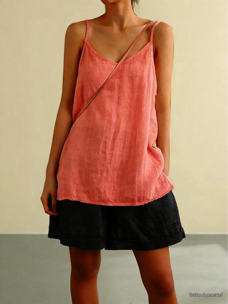 2025 Damen Sommer Baumwolle Leinen Ärmelloses Tanktop - Lockere Passform, Basic & Vielseitiger Stil