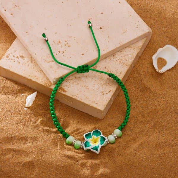Handmade Bohemian Polymer Clay Y2K Sweet Colorful Egg Flower Braid Chain Bracelets for Women Jewelry Gift