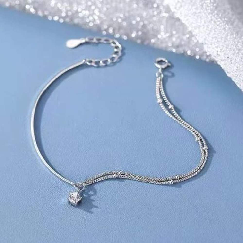 Silver Half Moon Cubic Bracelet