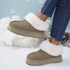 Fashion New Round Toe Shallow Mouth Thick Sole Non-slip Casual Walking Boots Winter Suede Plus Velvet Warm Snow Boots for Women