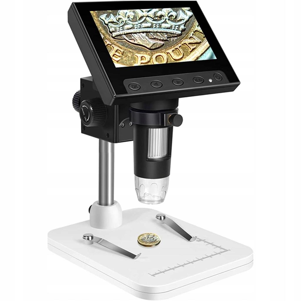 Rosfix Mikroskop Cyfrowy Z Wyświetlaczem 4,3"" DM4-Z01B019 – Powiększenie 50X–1000X | 8 Diod LED | Połączenie Z PC