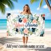 Floral Garden Theme Soft Beach Towel Personalized Custom Name Text Towel Portable for Beach Pool Travel