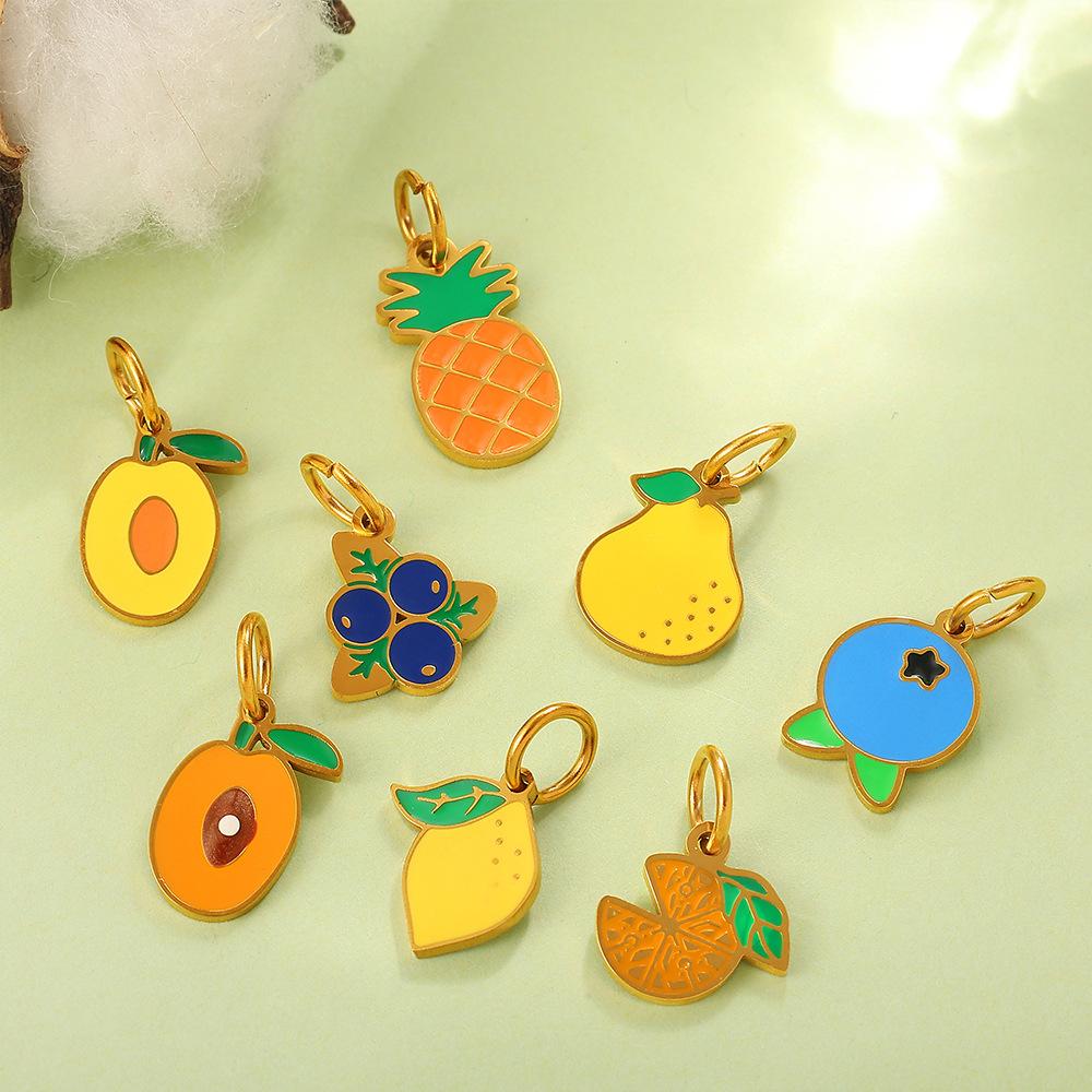Dopamine Feng Shui Fruit Lemon Slices Oil Drip Necklace Bracelet Accessories Fresh Wind Pendant