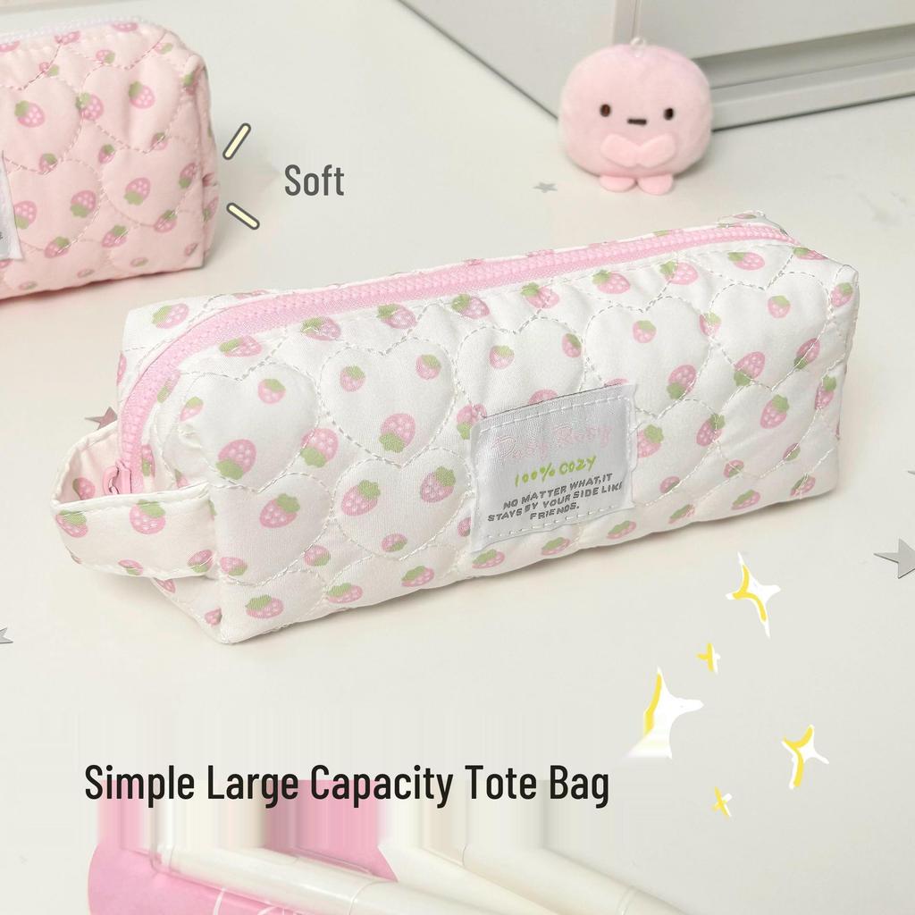Pink Polka Dot Hand-Held Pencil Case - Stylish, High-Capacity, Creative Stationery Box for Students
