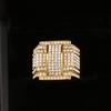 Hip Hop Gold Color Full Zircon Finger Rings For Men Larger Pentagram Ring Stainless Steel Women Charm Party Jewelry Accessory