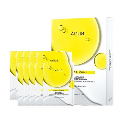 Anua Vitamin C Blemish Serum Mask Pack 10 Sheets Tone Up Hydrating Skincare Korean Face Mask
