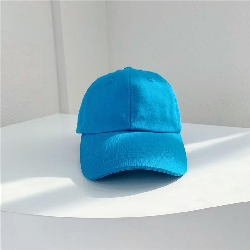 

K-style Pure Color Kids Baseball Cap Female Korean Style Summer Hat Children South Korea Ins Spring Peaked Cap Male Light Edition Lake Blue Youth 52-54cm