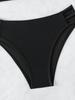 2025 V-neck Sexy Solid Color Backless Bikini - European & American Style Two-piece Swimwear